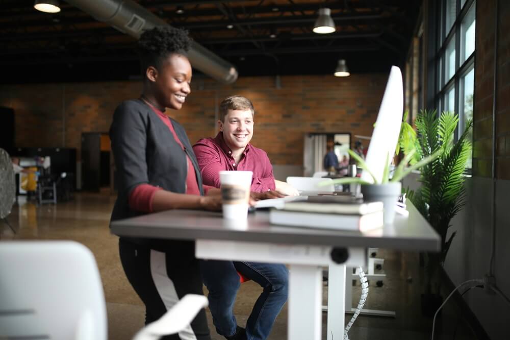 Working at desk